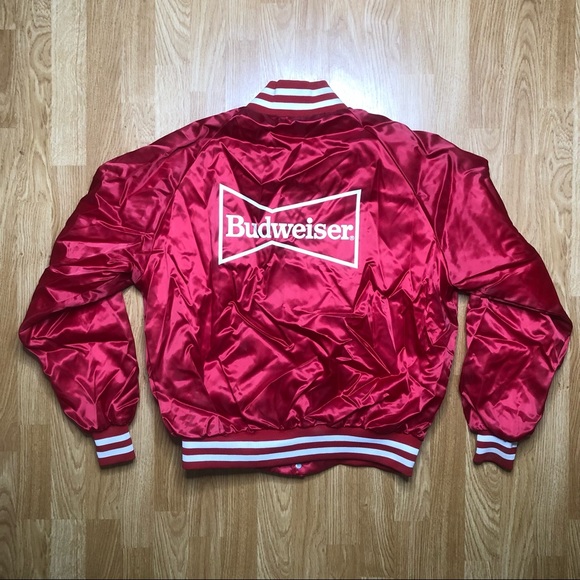 Budweiser Other - Vintage satin jacket Budweiser red XL USA Made VTG